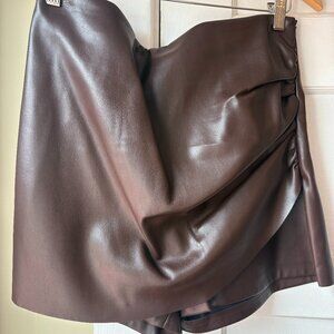 Aqua faux leather skirt, chocolate brown, size XL